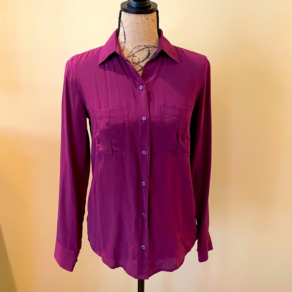 Chartreuse Silk Xs Button Down Top - image 1